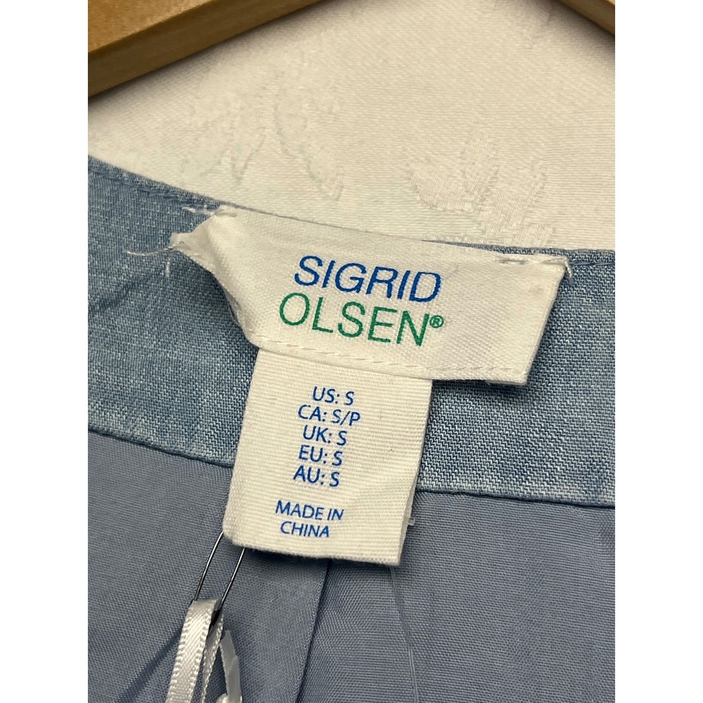 Sigrid Olsen Blue Denim Vest Top Tencel Lightweight Sleeveless Button Front S - Picture 3 of 13